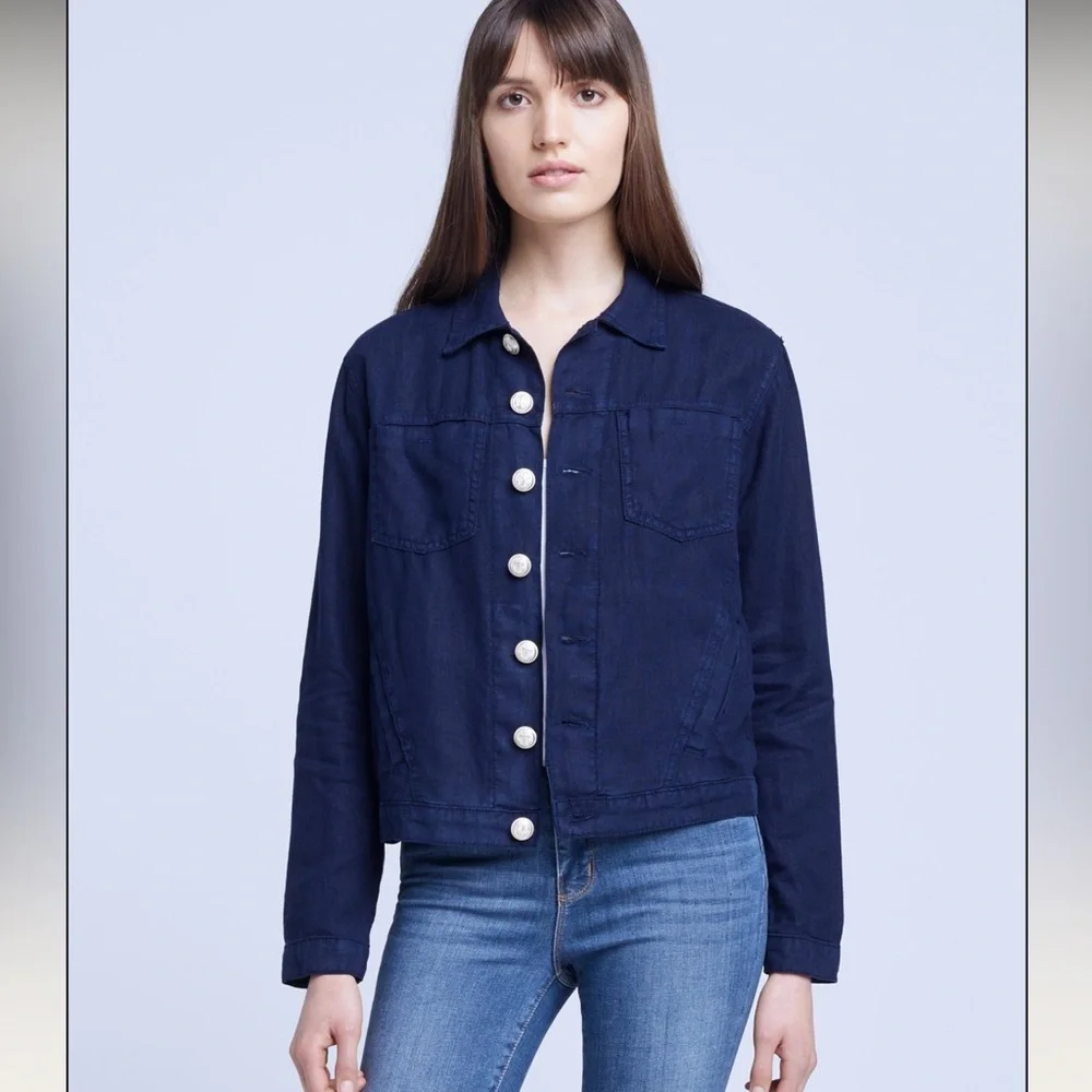 L’AGENCE Celine Linen Jacket -Marine